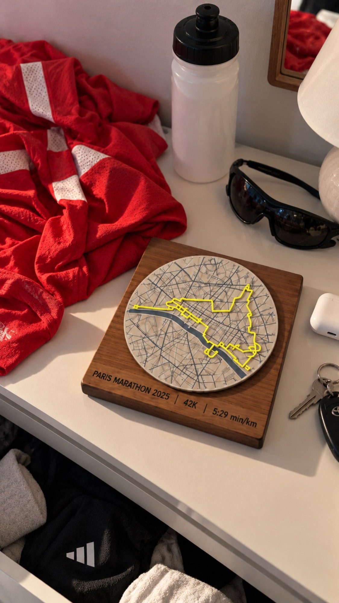 RACƎD Premium del Maratón de París con el recorrido en amarillo